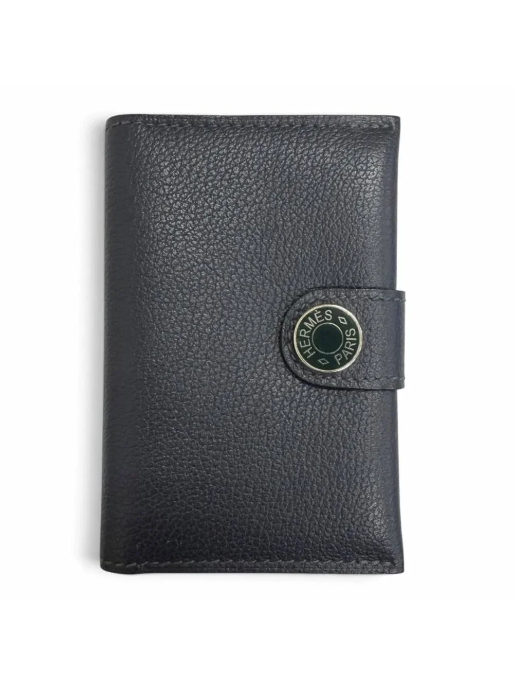 Hermes M S Evercolor Clou de Selle Card Case Blue Saphir Vert Angre